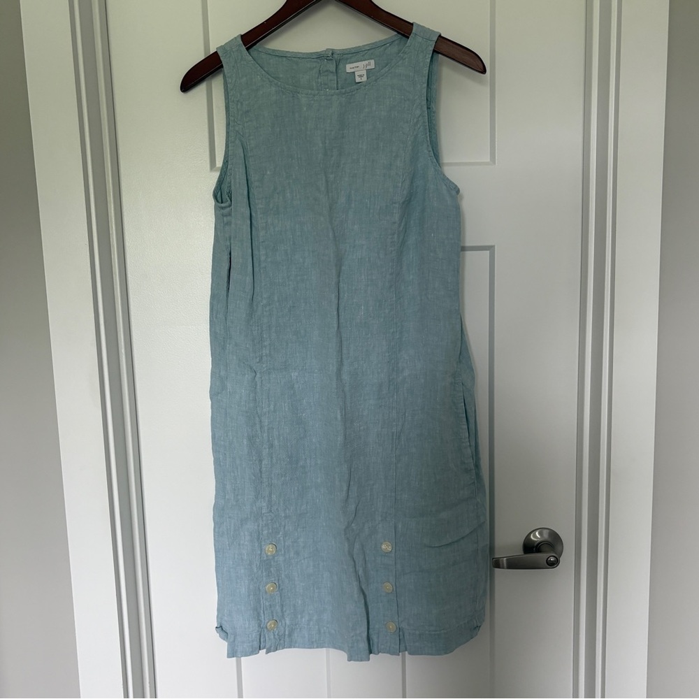 J. Jill Love Linen Light blue Sleeveless Dress w/pockets  S Small